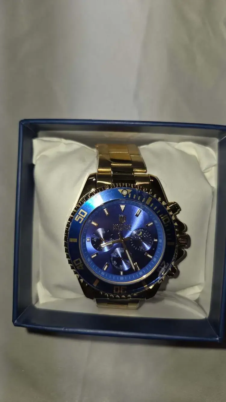 Montres Prestige MPW-0093 Gold Tone Stainless Steel Watch Blue Dial